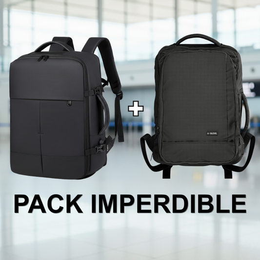Combo Mochilas de Viaje Resistentes al Agua. 1 Sleve 30L + 1 Navigator 36L. Color Negro