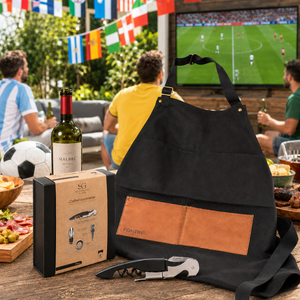 Combo Kit De Vino 4 Piezas Lux + Delantal Asado Fontina
