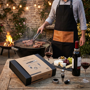Combo Kit De Vino 4 Piezas Lux + Delantal Asado Fontina