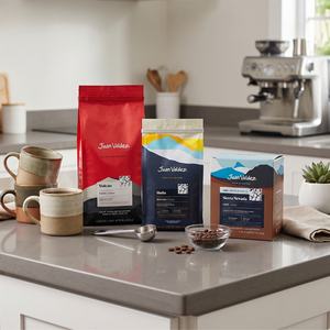 Combo Café Juan Valdez en grano Volcán 454 g + Drip Sierra Nevada x5 + Molido Huila 283 g