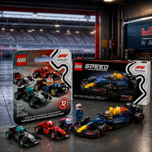 Combo LEGO Speed Champions Red Bull RB20 F1 + LEGO Autos F1 Coleccionables
