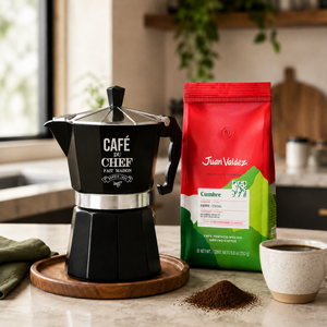 Combo Cafetera italiana 6 tazas + Café molido Juan Valdez Cumbre 250 g