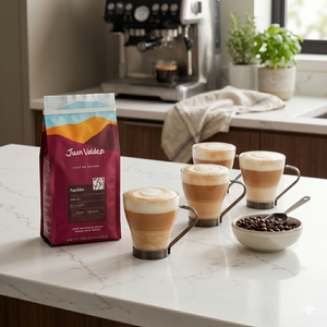 Combo Set 4 Tazas Cappuccino Allegra 200 ml + Café en grano Juan Valdez Nariño 454 g