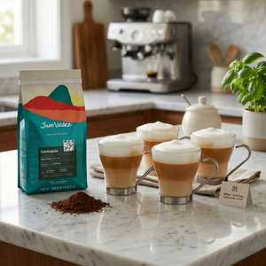 Combo Set 4 Tazas Cappuccino Allegra 200 ml + Café molido Juan Valdez Antioquia 283 g