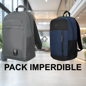 Combo Mochilas Saxoline Pittford Gris 25L + Stanford Azul 26L