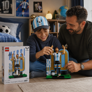Combo LEGO Lionel Messi Leyenda del Futbol 958 pcs + Jockey Infantil Messi Argentina