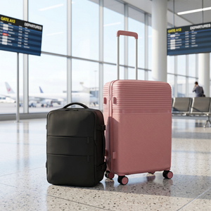 Combo Maleta Mediana Marksman M 24" Rosado Oscuro + Mochila Travel 40L Negra