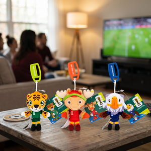 3 Peluches Llavero Mundial 2026 Zayu, Maple y Clutch FIFA