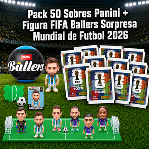 Pack 50 Sobres Panini +1 Figura FIFA Ballers Sorpresa Mundial de Futbol 2026