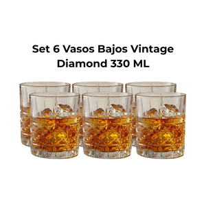 Set 6 Vasos Bajos Vintage Diamond 330 ml FTA