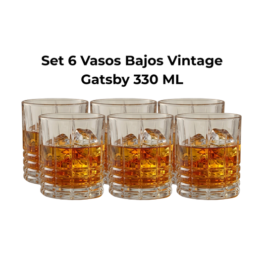 Set 6 Vasos Bajos Vintage Gatsby 330 ml FTA
