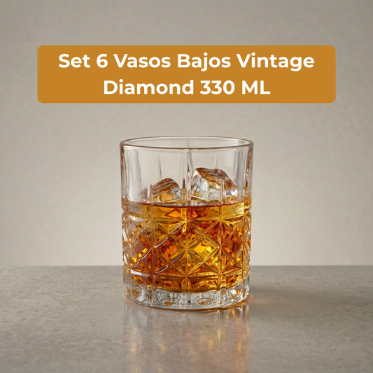 Set 6 Vasos Bajos Vintage Gatsby 330 ml FTA