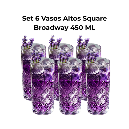 Set 6 Vasos Altos Square Broadway 450 ml Lugano