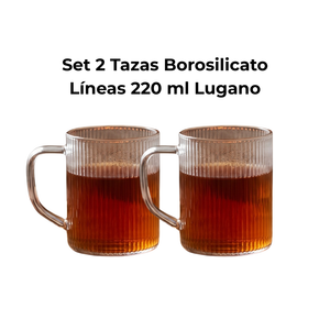 Set 2 Tazas Borosilicato Líneas 220 ml Lugano