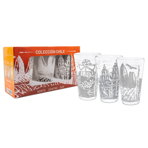Set de 3 Vasos de Vidrio 450ml Colección Chile Pack 1. PRI26