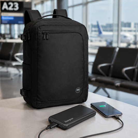 Combo Mochila Viaje Viral Llaima Negra 32L + Powerbank Energizer