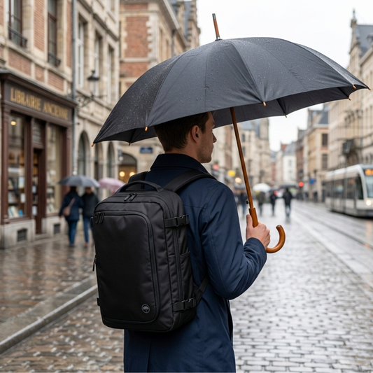 Combo Mochila Viaje Viral Dakota Expandible Llaima 32L + Paraguas Clásico Negro
