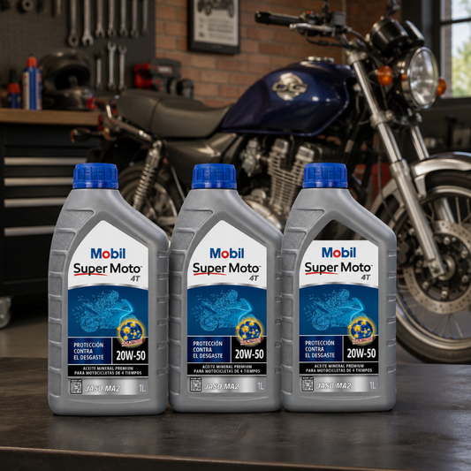 Pack 3 Aceites Moto 4T Mobil Super 20W-50 1L