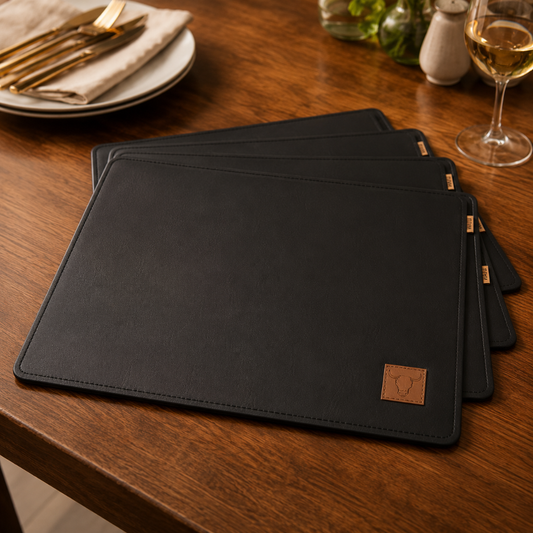 Pack 4 Individuales Eco-Cuero Negro Wayu