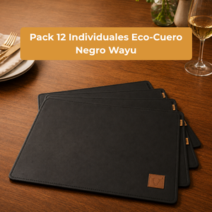 Pack 12 Individuales Eco-Cuero Negro Wayu