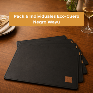 Pack 6 Individuales Eco-Cuero Negro Wayu