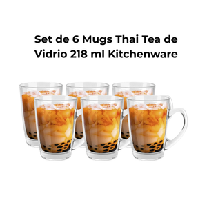 Set de 6 Mugs Thai Tea de Vidrio 218 ml Kitchenware