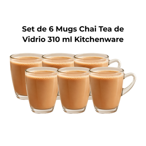 Set de 6 Mugs Chai Tea de Vidrio 310 ml Kitchenware