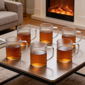 6 Tazas Borosilicato Líneas 220 ml Lugano