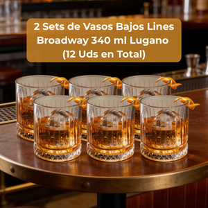 12 Vasos Bajos Lines Broadway 340 ml Lugano