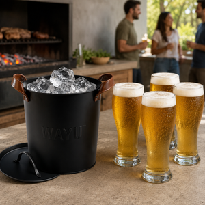 Combo 1 Set de 4 Copas Garza 570 ml + 1 Hielera Metálica Wayu
