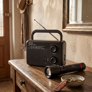 Combo Emergencia: Linterna LED Recargable USB 3000LM + Radio AM/FM Portátil AIWA