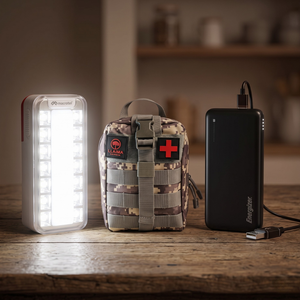 Combo Emergencia: Luz de Emergencia 14 LED + Botiquín Outdoor Llaima 63 Piezas + Powerbank Energizer 10.000 mAh