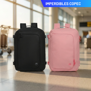 Combo 2 Mochilas de Viaje Viral Llaima Dakota Expandibles 32L Negro + Rosado Repelentes al Agua
