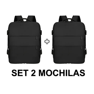 Set de 2 Mochilas de Viaje Viral XL Expandibles 40 L Negro Navigator