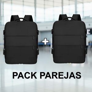 Set de 2 Mochilas de Viaje Viral XL Expandibles 40 L Negro Navigator