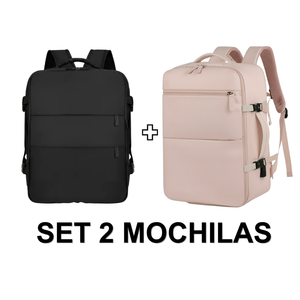 Set de 2 Mochilas de Viaje Viral XL Expandibles 40 L Rosado + Negro Navigator