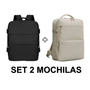 Set de 2 Mochilas de Viaje Viral XL Expandibles 40 L Negro + Beige Navigator