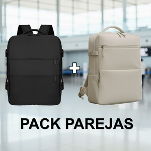 Set de 2 Mochilas de Viaje Viral XL Expandibles 40 L Negro + Beige Navigator