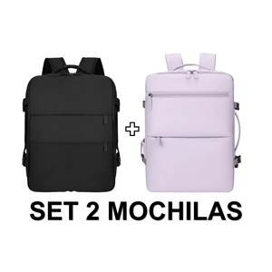 Set 2 Mochilas Viral 40 Litros Navigator Negro + Lila