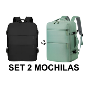 Set de 2 Mochilas de Viaje Viral XL Expandibles 40 L Negro + Verde Navigator