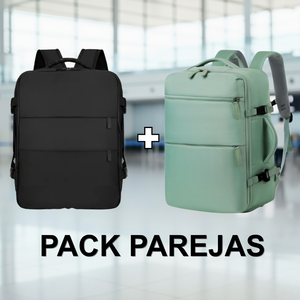 Set de 2 Mochilas de Viaje Viral XL Expandibles 40 L Negro + Verde Navigator