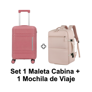Set Maleta de Cabina 20 Pulgadas 40 L Rosado Marksman + Mochila de Viaje Viral Expandible 40 L Navigator