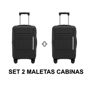 Set de 2 Maletas de Cabina 20 Pulgadas 40 L Negro + Negro Marksman