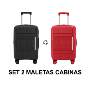 Set de 2 Maletas de Cabina 20 Pulgadas 40 L Negro + Rojo Marksman