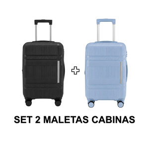 Set de 2 Maletas de Cabina 20 Pulgadas 40 L Negro + Celeste Marksman
