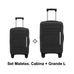 Set de 2 Maletas: Cabina 20 Pulgadas 40 L + Grande 28 Pulgadas 110 L Negras Marksman