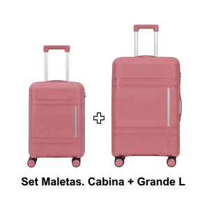 Set de 2 Maletas: Cabina 20 Pulgadas 40 L + Grande 28 Pulgadas 110 L Rosadas Marksman