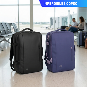 Combo 2 Mochilas de Viaje Viral Radal XL 40L Expandibles Negro y Morado Llaima