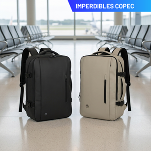 Combo 2 Mochilas de Viaje Viral Radal XL 40L Expandibles Negro y Arena Llaima