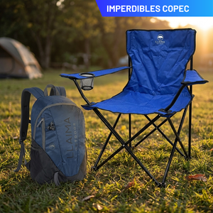 Combo Outdoor Llaima: Mochila 22 L Azul + Silla de Camping Plegable Azul
